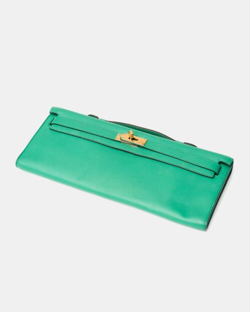 Hermès Kelly Cut Clutch Vert Bamboo Swift GHW