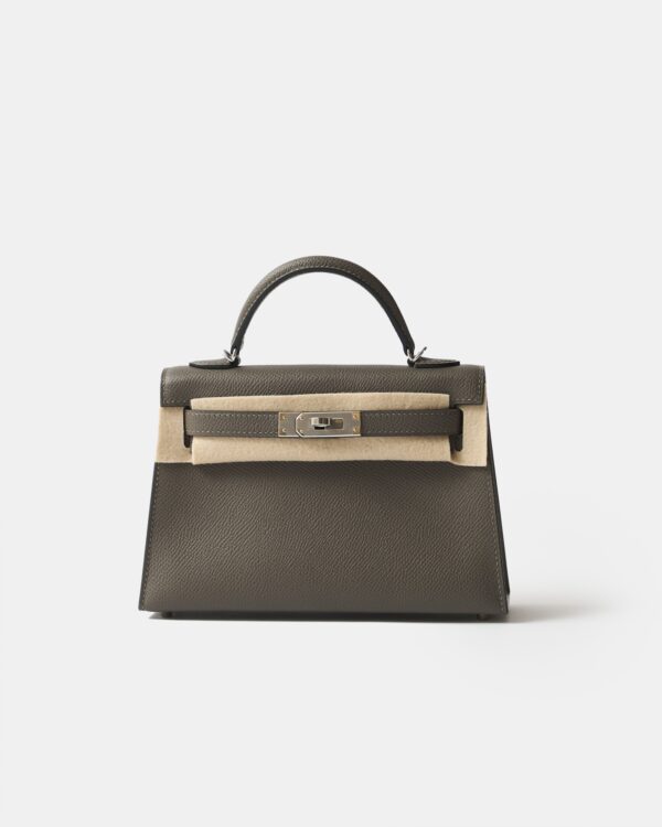 Hermès Mini Kelly 20 Etain Epsom PHW