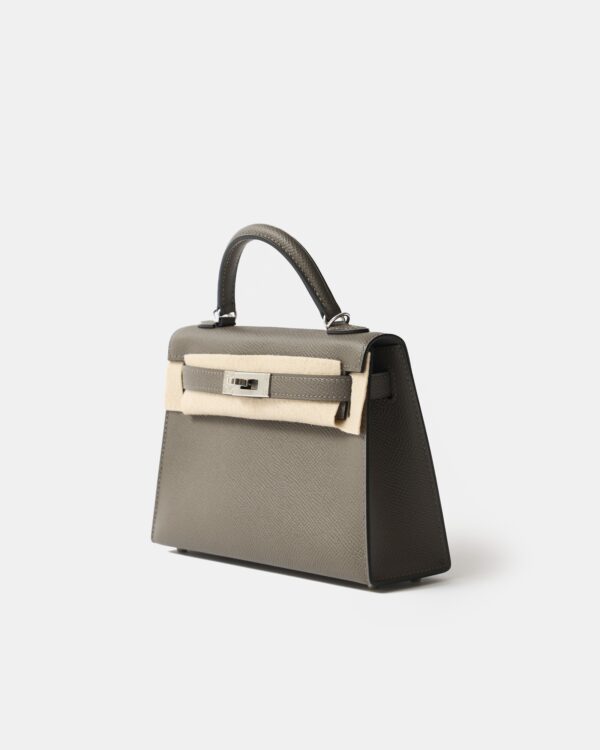 Hermès Mini Kelly 20 Etain Epsom PHW