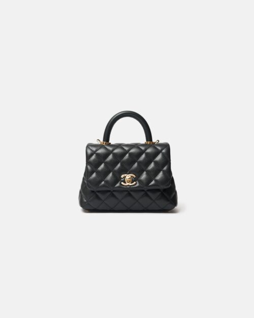 Chanel Coco Handle Mini Black Caviar Gold-Tone Metal