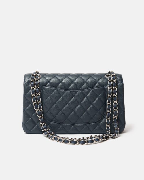 Chanel Classic Double Flap Medium Dark Grey Caviar Silver-Tone Metal