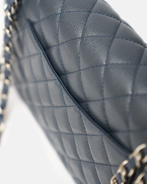 Chanel Classic Double Flap Medium Dark Grey Caviar Silver-Tone Metal