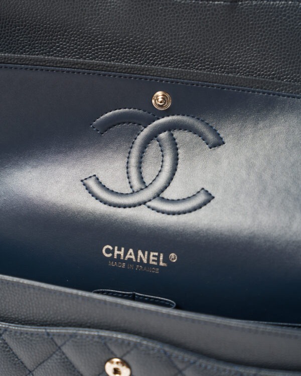 Chanel Classic Double Flap Medium Dark Grey Caviar Silver-Tone Metal