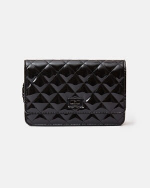Chanel 2.55 Wallet on Chain Black Patent Calfskin So Black