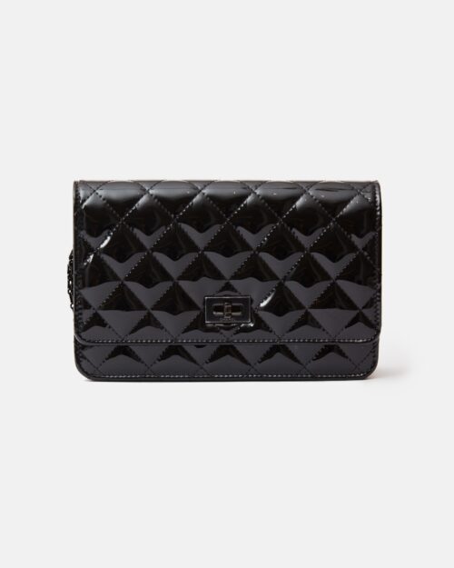 Chanel 2.55 Wallet on Chain Black Patent Calfskin So Black