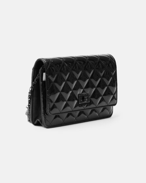 Chanel 2.55 Wallet on Chain Black Patent Calfskin So Black