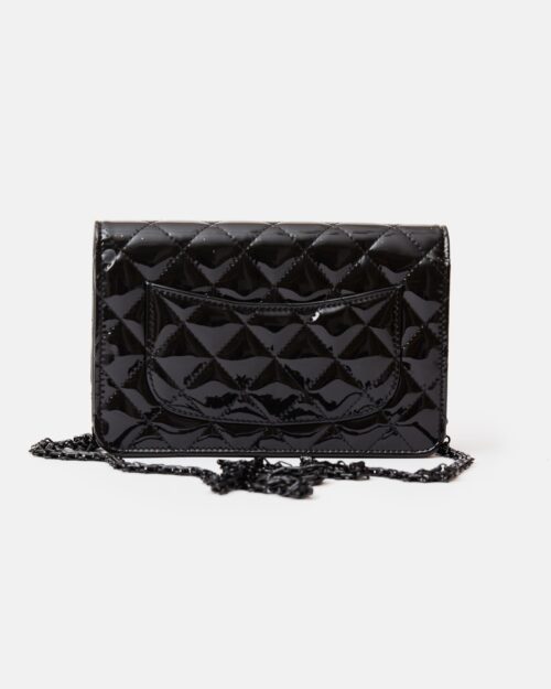 Chanel 2.55 Wallet on Chain Black Patent Calfskin So Black