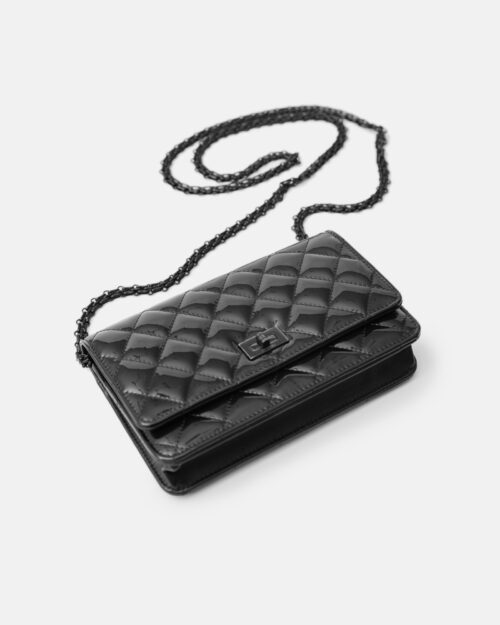 Chanel 2.55 Wallet on Chain Black Patent Calfskin So Black