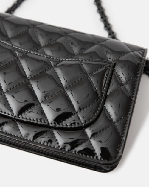 Chanel 2.55 Wallet on Chain Black Patent Calfskin So Black