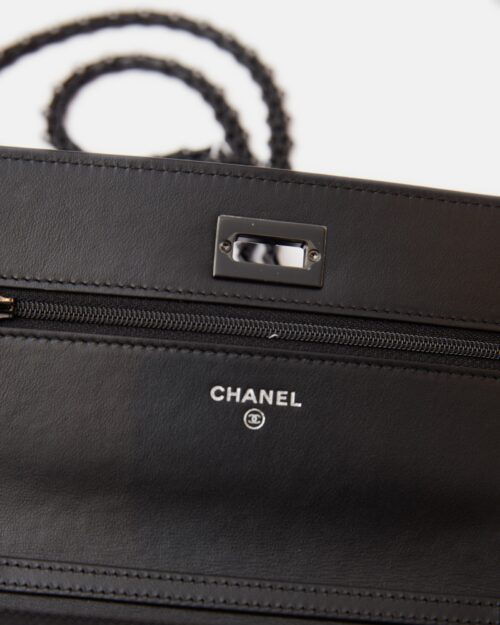 Chanel 2.55 Wallet on Chain Black Patent Calfskin So Black