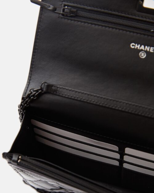 Chanel 2.55 Wallet on Chain Black Patent Calfskin So Black