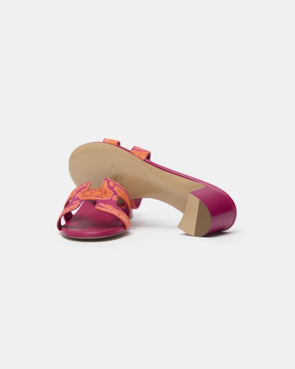 Hermès Oasis Orange Synthetic Rose Chapa Toile H Sandals