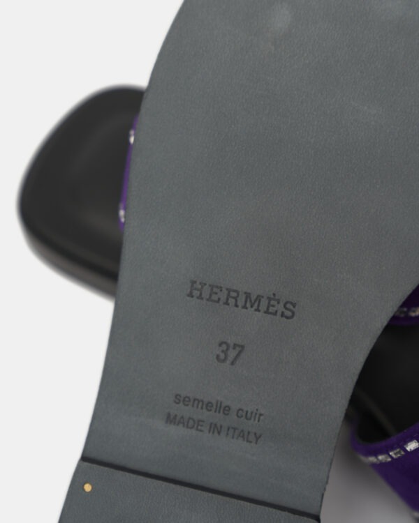 Hermès Oran Violet Majorette Suede Strass Sandals