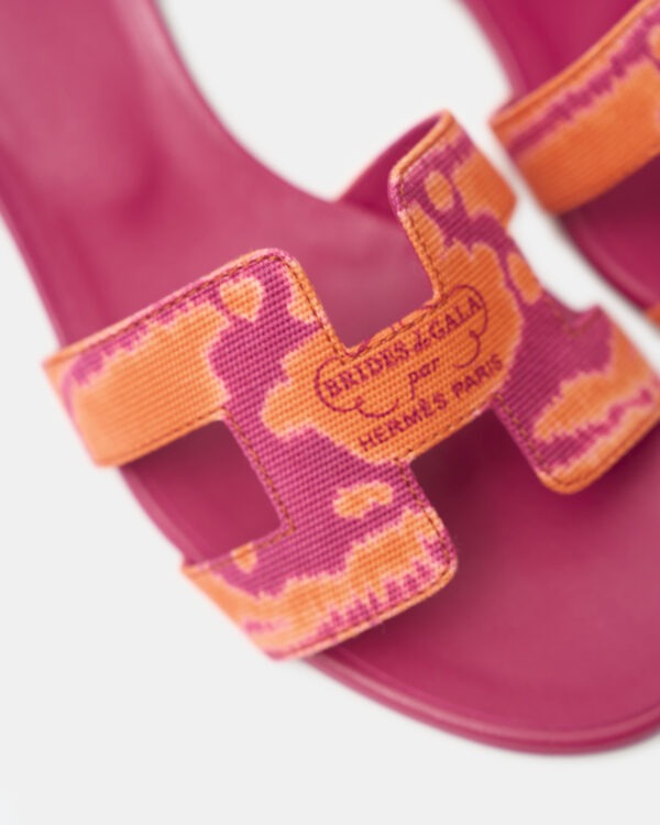 Hermès Oasis Orange Synthetic Rose Chapa Toile H Sandals