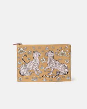 Hermès Silky Pocket Les Leopards Beige Sable-Craie Gold