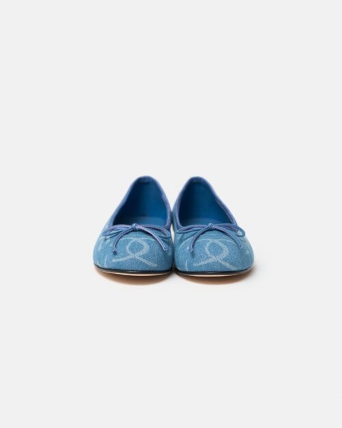 Chanel Printed Denim Blue Ballet Flats