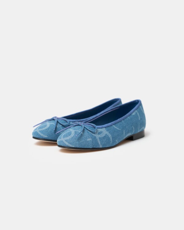 Chanel Printed Denim Blue Ballet Flats