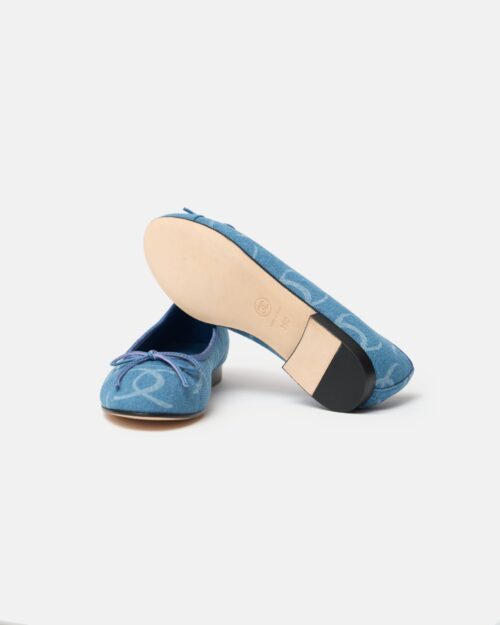 Chanel Printed Denim Blue Ballet Flats