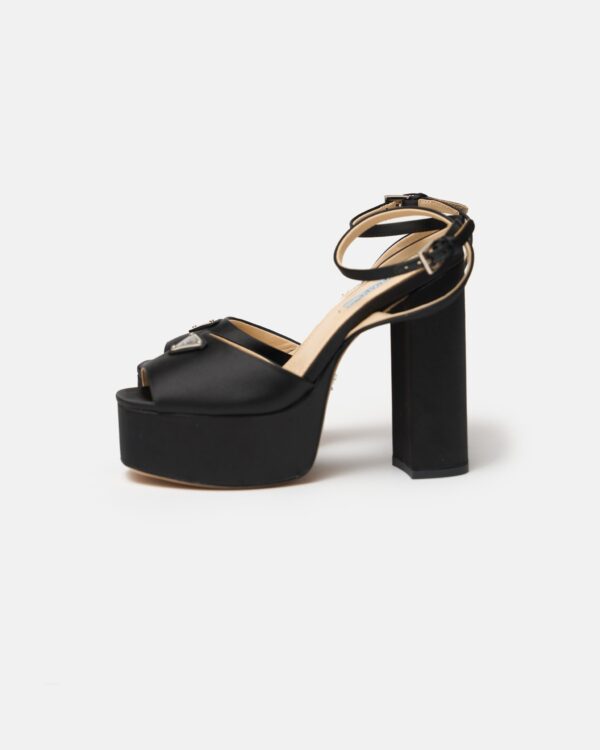 Prada Black High-heeled Satin Platform Sandals