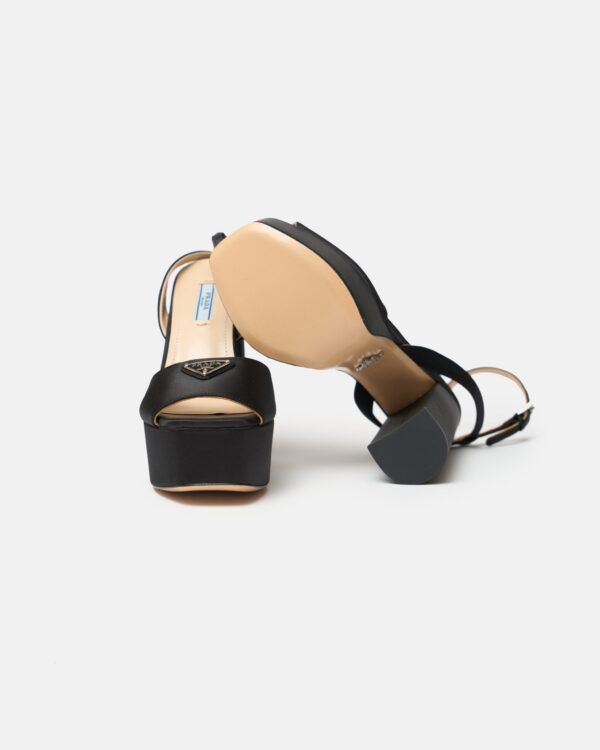 Prada Black High-heeled Satin Platform Sandals