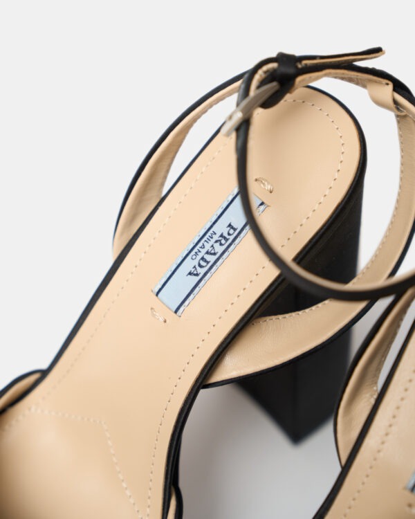 Prada Black High-heeled Satin Platform Sandals