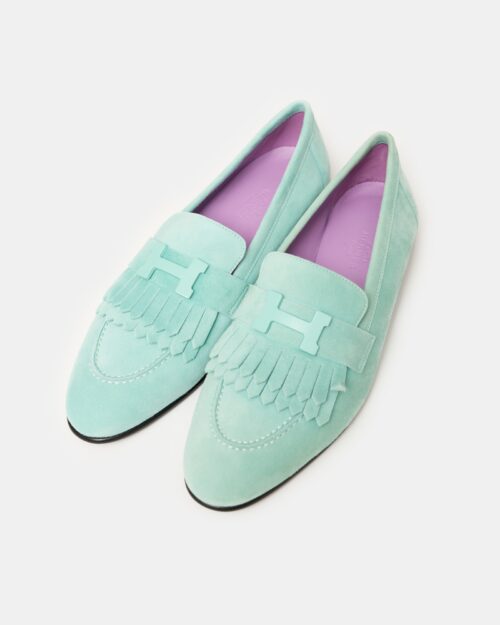 Hermès Royal Vert Embrun Suede Loafers