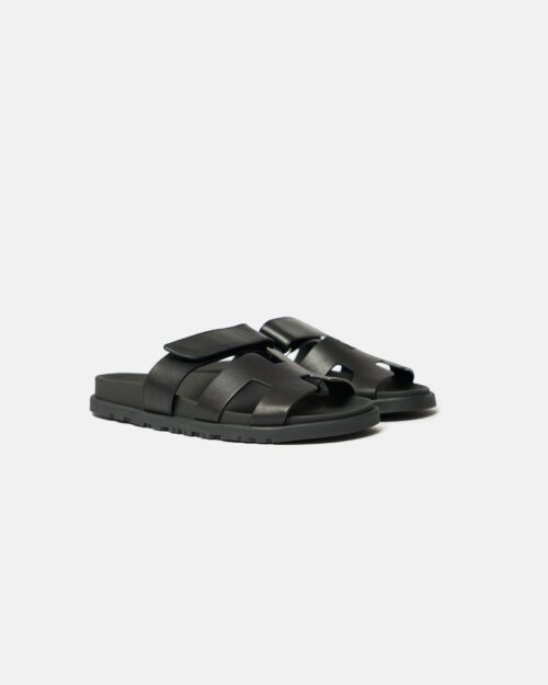 Hermes Chypre Black Calfskin Sandal