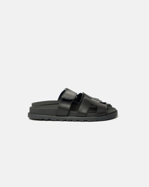 Hermes Chypre Black Calfskin Sandal