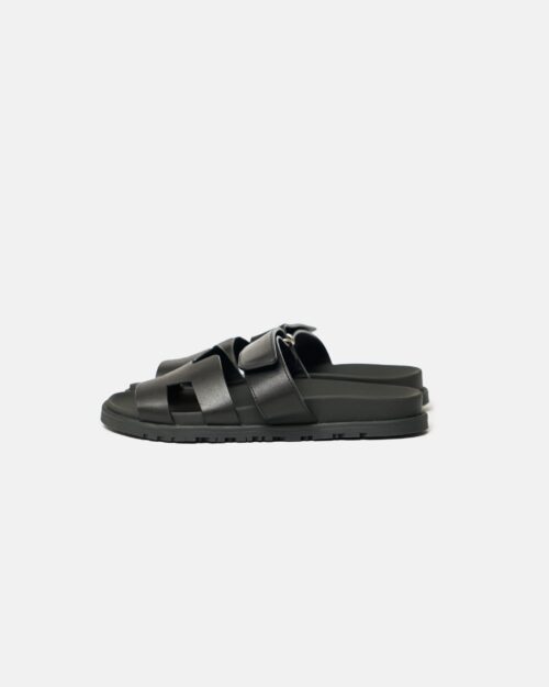 Hermes Chypre Black Calfskin Sandal