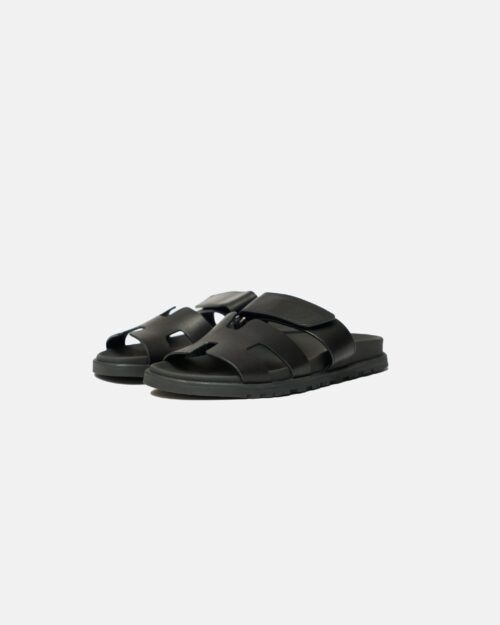 Hermes Chypre Black Calfskin Sandal