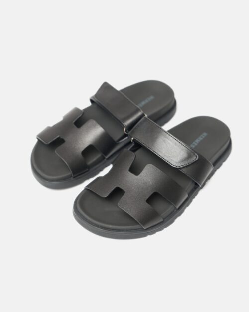 Hermes Chypre Black Calfskin Sandal