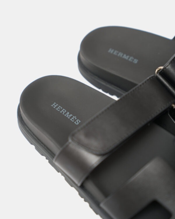 Hermes Chypre Black Calfskin Sandal