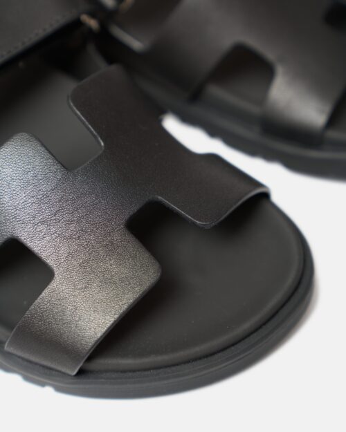 Hermes Chypre Black Calfskin Sandal