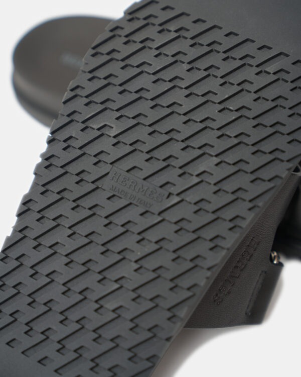 Hermes Chypre Black Calfskin Sandal