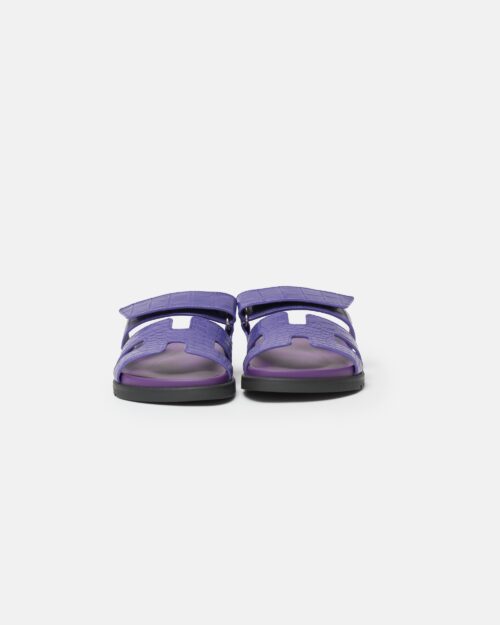 Hermès Chypre Violet Majorette Matte Mississippiensis Alligator Sandals