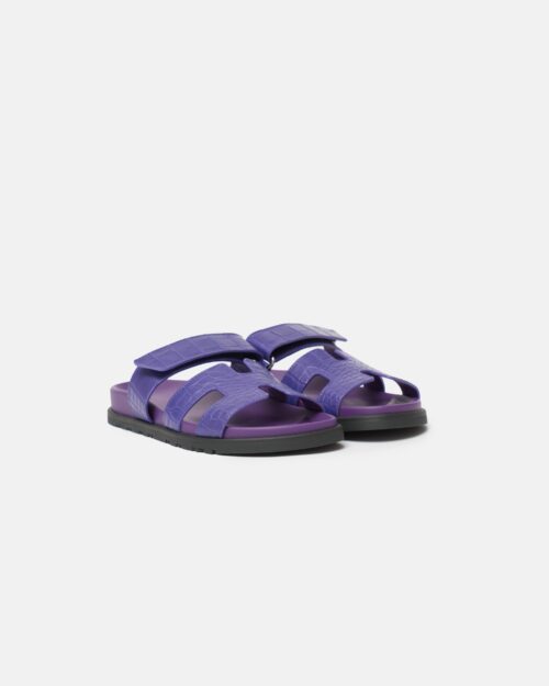 Hermès Chypre Violet Majorette Matte Mississippiensis Alligator Sandals