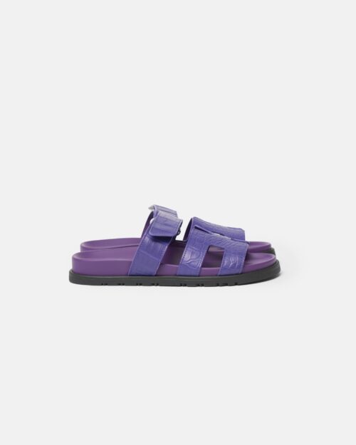 Hermès Chypre Violet Majorette Matte Mississippiensis Alligator Sandals