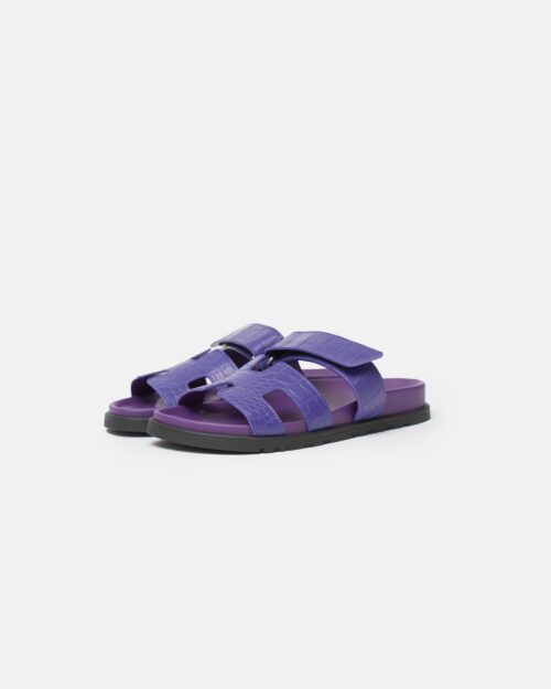 Hermès Chypre Violet Majorette Matte Mississippiensis Alligator Sandals