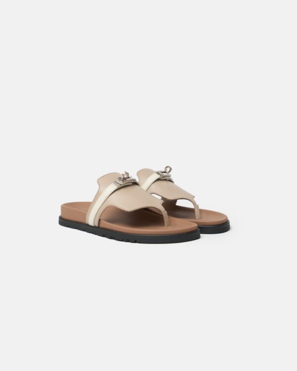 Hermès Empire Beige Mastic Beige Glaise Calfskin Sandals - Image 3