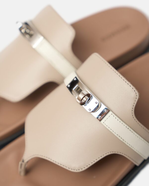 Hermès Empire Beige Mastic Beige Glaise Calfskin Sandals - Image 9