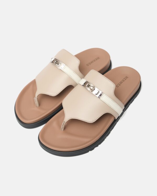 Hermès Empire Beige Mastic Beige Glaise Calfskin Sandals - Image 8