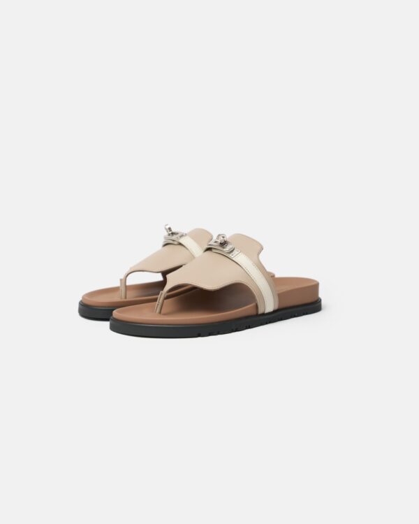 Hermès Empire Beige Mastic Beige Glaise Calfskin Sandals - Image 6
