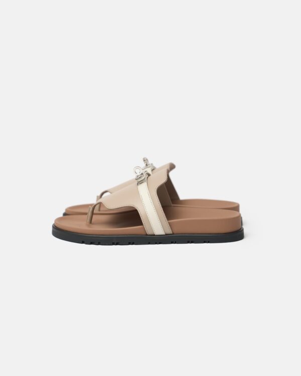 Hermès Empire Beige Mastic Beige Glaise Calfskin Sandals - Image 5