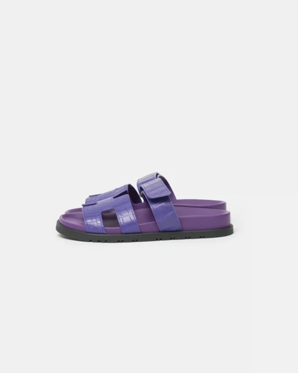 Hermès Chypre Violet Majorette Matte Mississippiensis Alligator Sandals