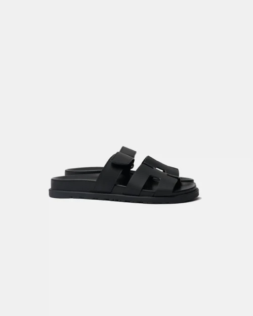 Hermes Chypre Black Calfskin Sandal