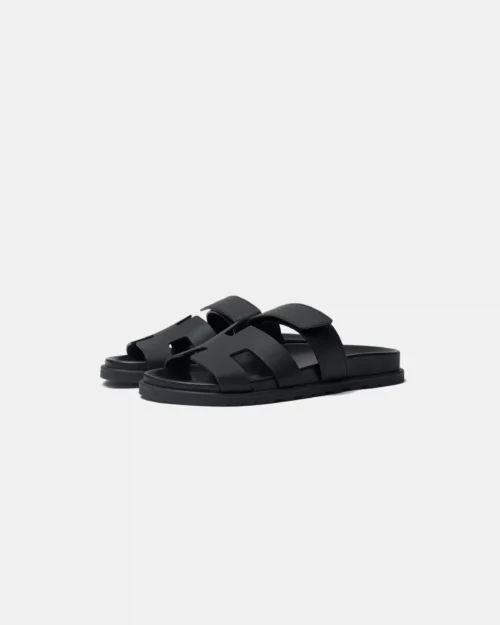 Hermes Chypre Black Calfskin Sandal