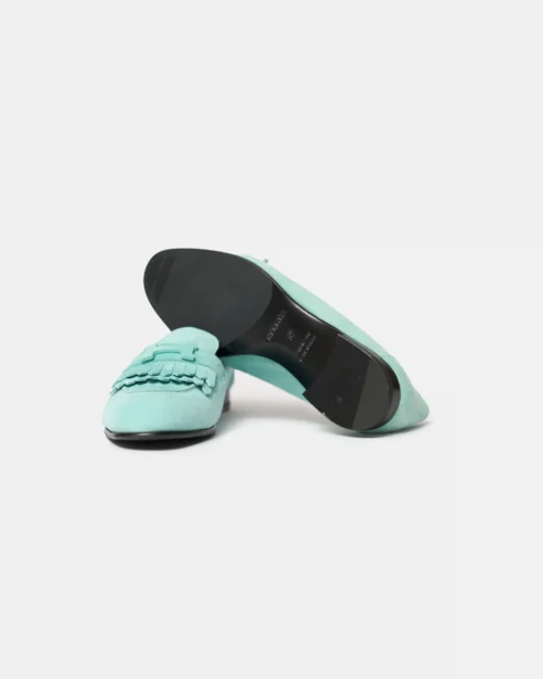 Hermès Royal Vert Embrun Suede Loafers