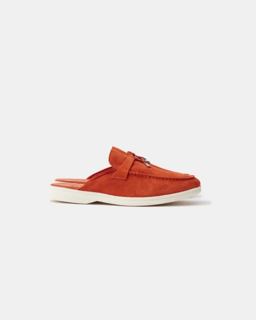Loro Piana Summer Charms Walk Babouche Orange Loafers